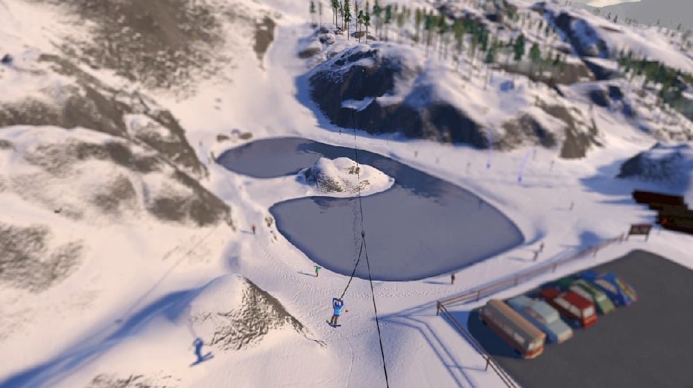 خذ سيارة كابل لرؤية المنظر البانورامي للجبل الثلجي من الأعلى في Grand Mountain Adventure 2 Mod Apk