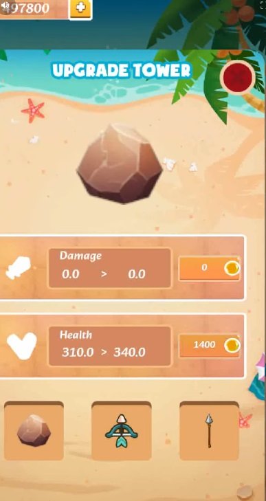 قم بترقية قوة البرج في Tower vs Crabs Mod APK