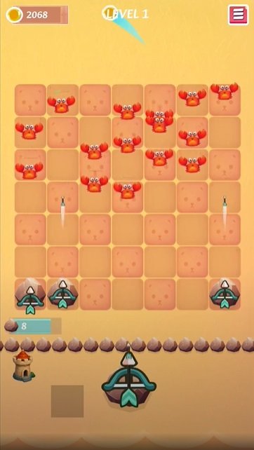 ترتيب الأسلحة والعقبات بأكثر الطرق منطقية في برج مقابل السلطعون Mod APK