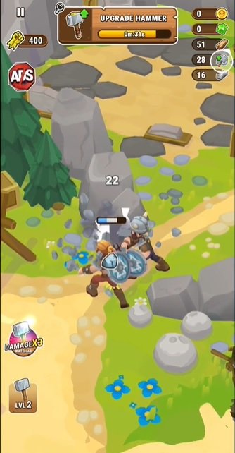 جمع الموارد المتاحة على الخريطة لترقية قوتك في Vikings Revenge Mod APK