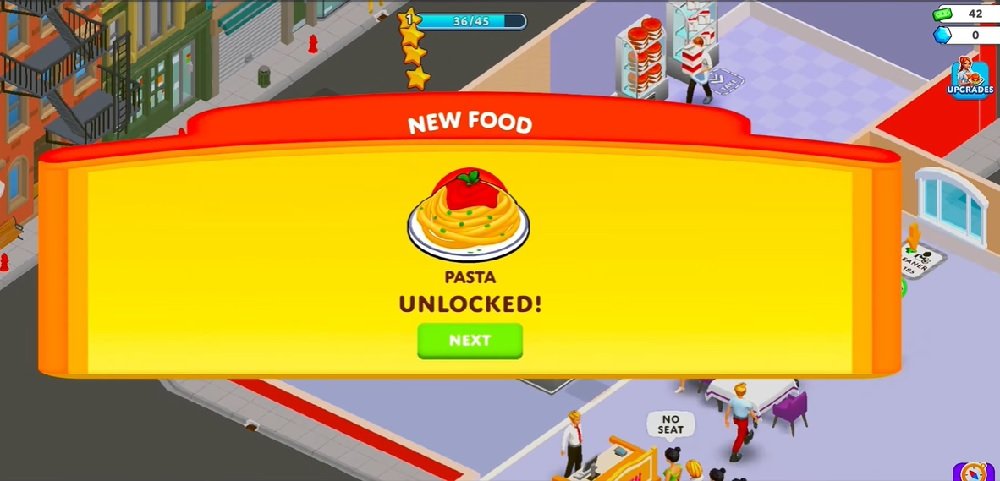 قم بإنشاء أطباق جديدة ، وزيادة عدد الأطباق في متجرك في Suzy's Restaurant Mod APK