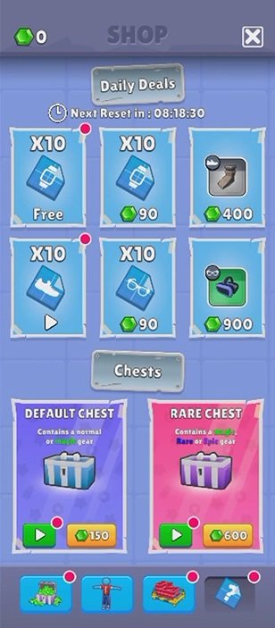 شراء المزيد من المعدات من متجر Ruby في Walkers Attack Mod APK