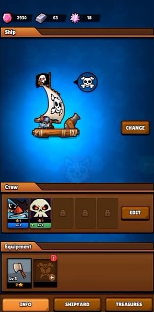 قم بترقية سفنك الحربية ، وأضف المزيد من الأبطال إلى سفينتك في Bounty Bash Mod APK